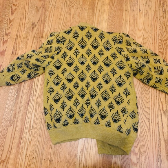 Vintage mustard lined, wool knit bomber jacket - Picture 3 of 4